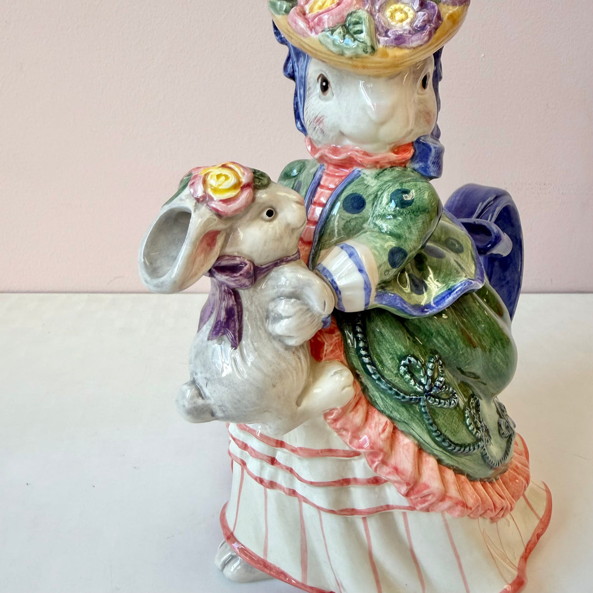 Vintage Ceramic Fitz and Floyd “Bustles and Beaus” Rabbit Teapot