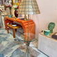 Vintage Capiz Shell Floor Lamp with Sheaf of Wheat Table