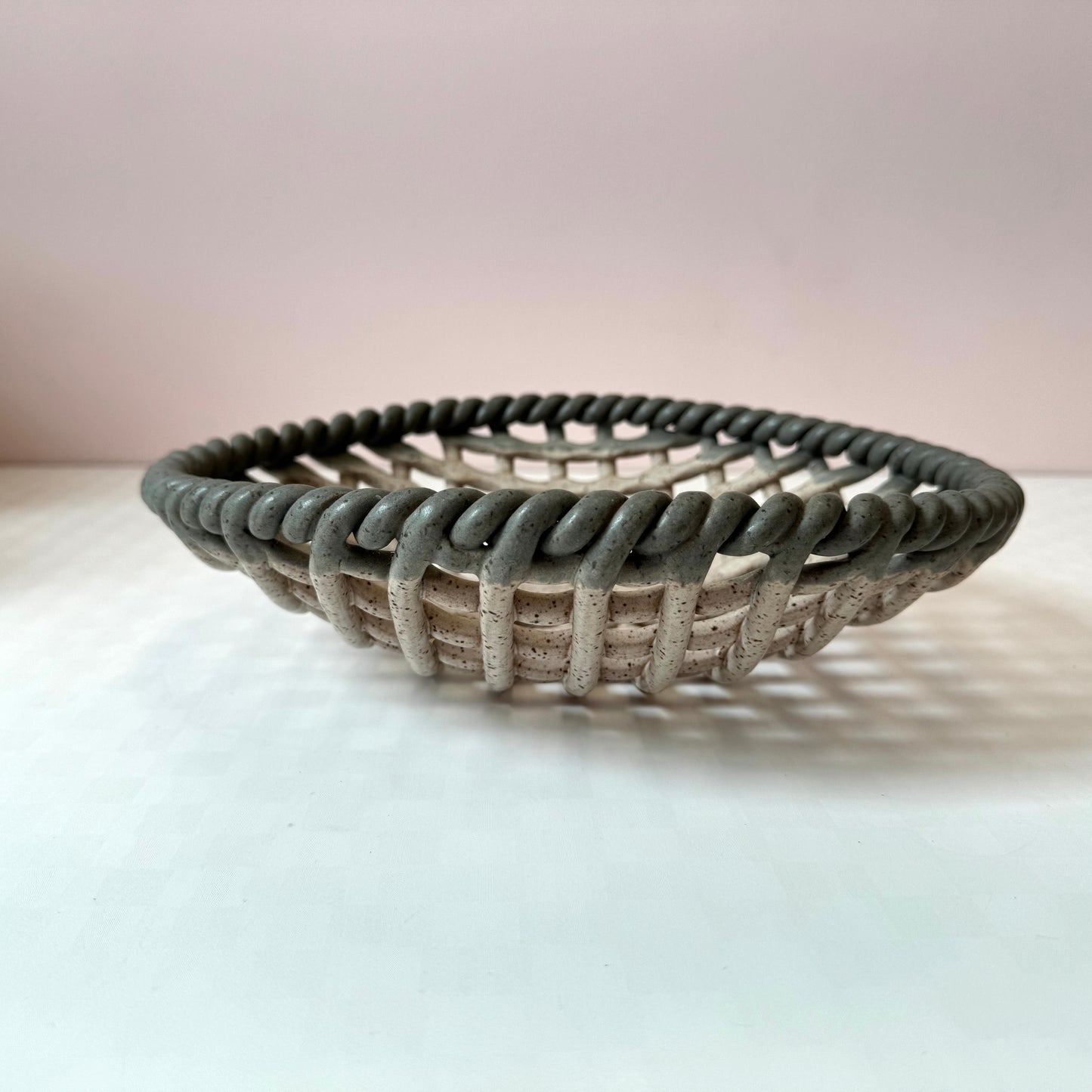 Vintage Mid-Century Pottery Lattice Bowl