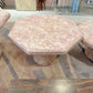 Vintage Set of 3 Pale Pink Octagonal Faux Stone Nesting Tables