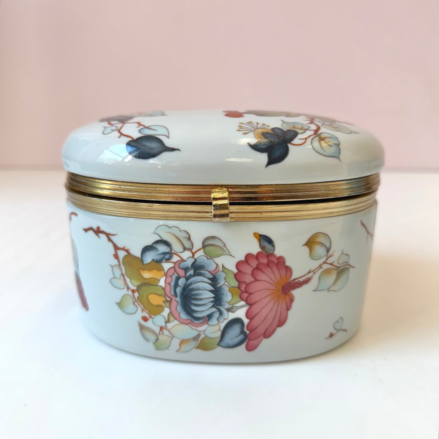 Vintage Porcelain Hinged Floral Box from Andrea by Sadek