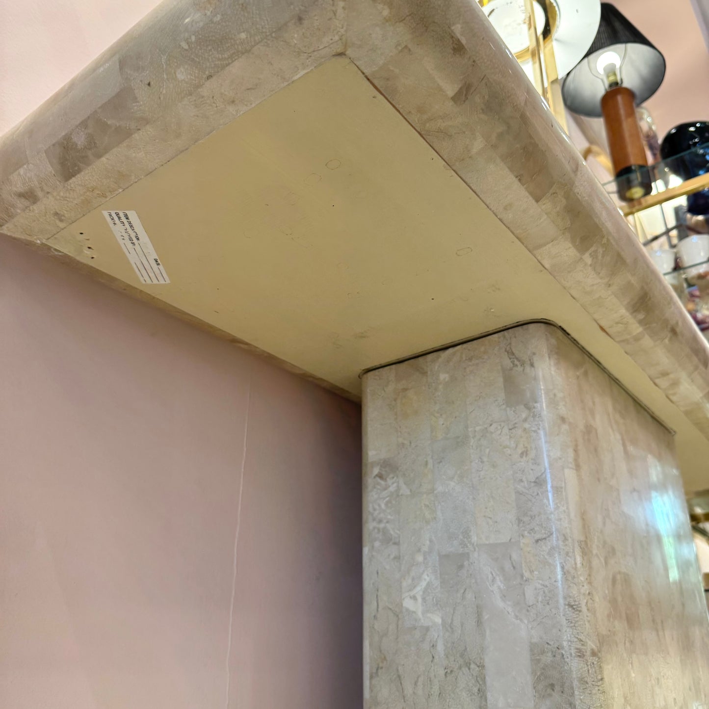 Vintage Maitland Smith Style Tessellated Stone Console Table