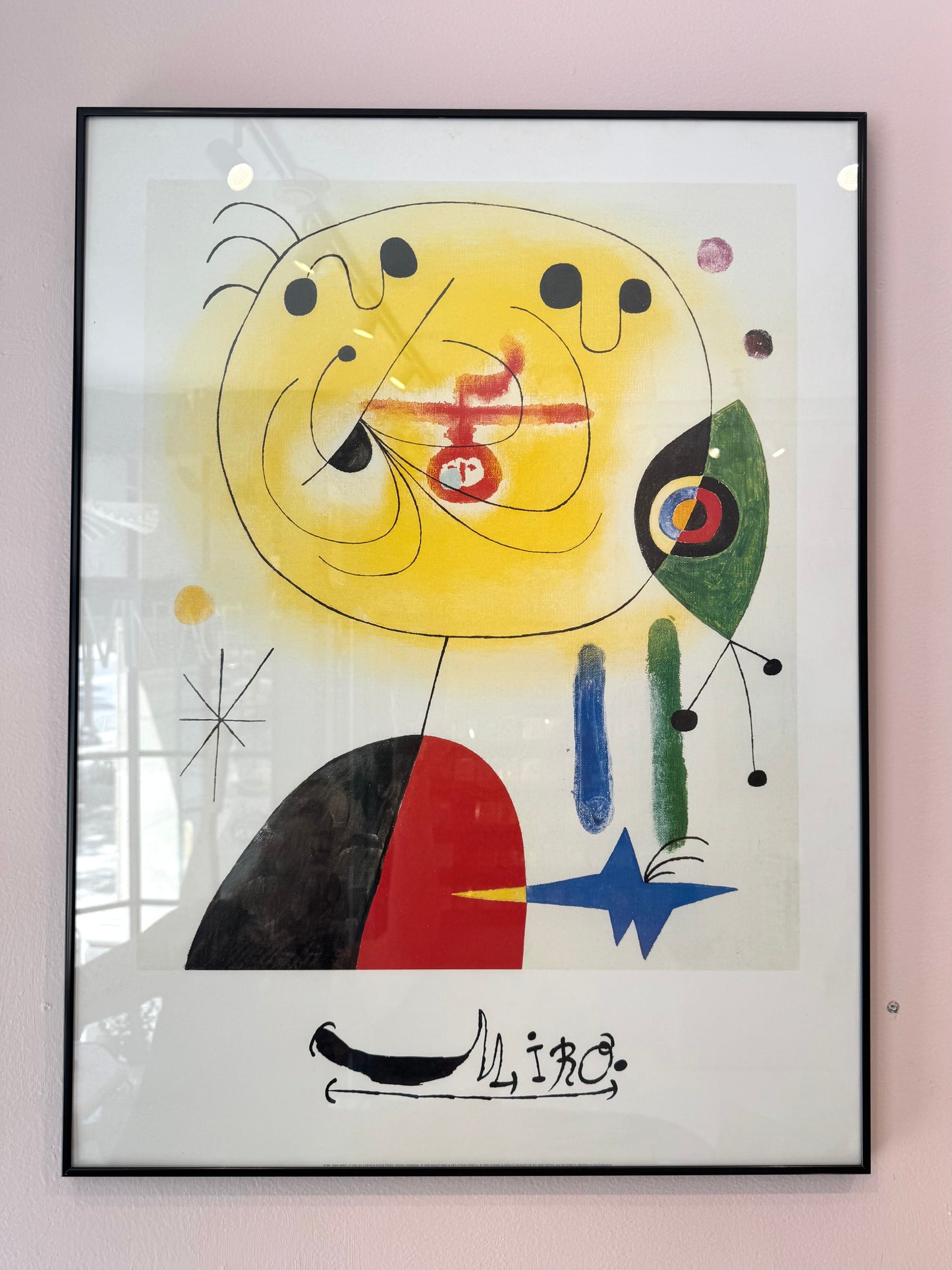 Vintage Framed Poster Titled "Et Fixe Les Cheveaux" by Joan Miró