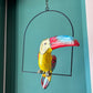 Vintage Papier-Mache Toucan Sculpture on Hanging Stand