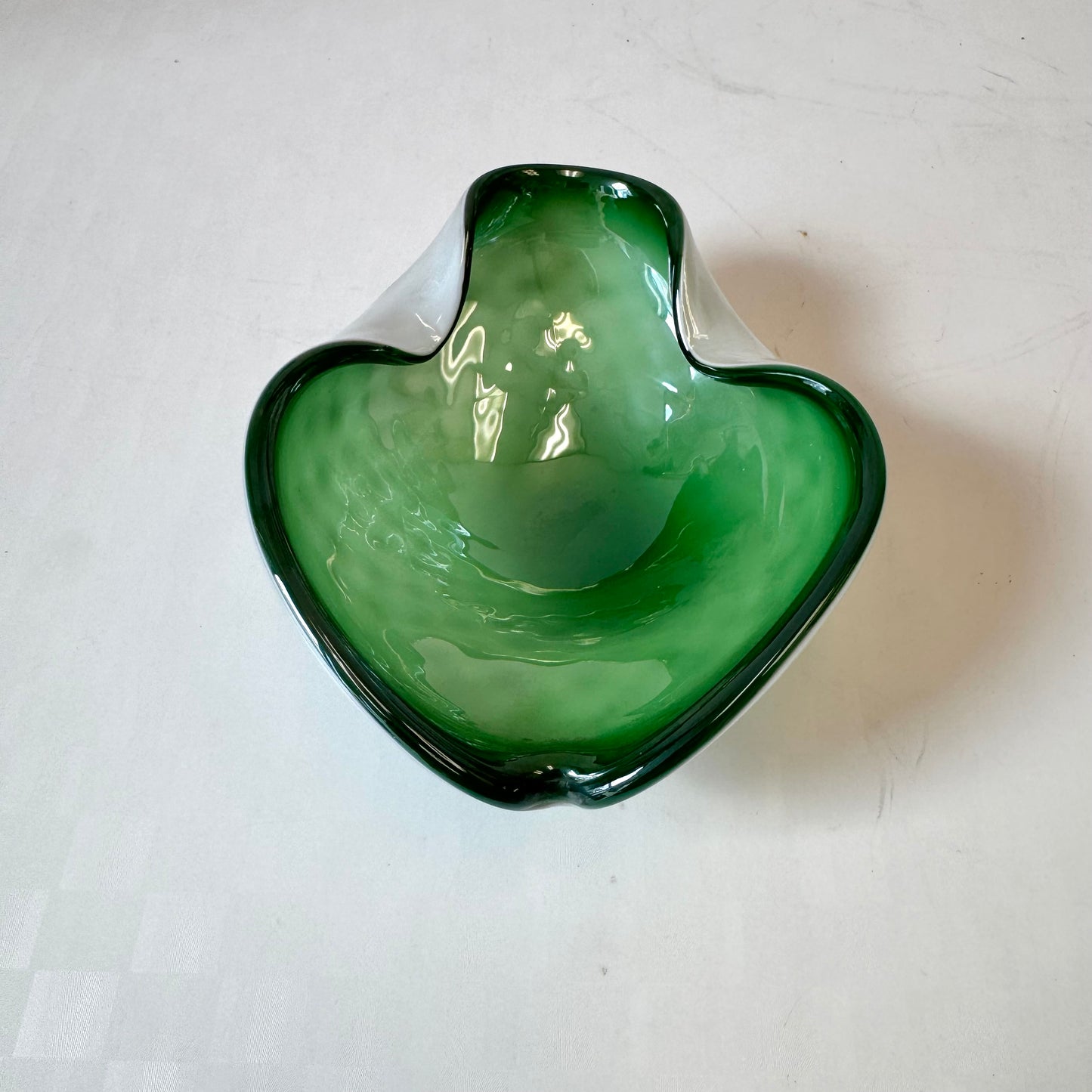 Vintage Green and White Murano Glass Bowl/Ashtray