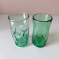 Vintage Set of 2 Hand Blown "Pinched" Glass Water Glasses