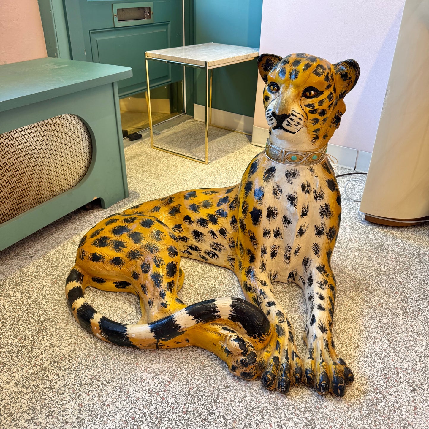 Extra Large Vintage Resting Cheetah Statue