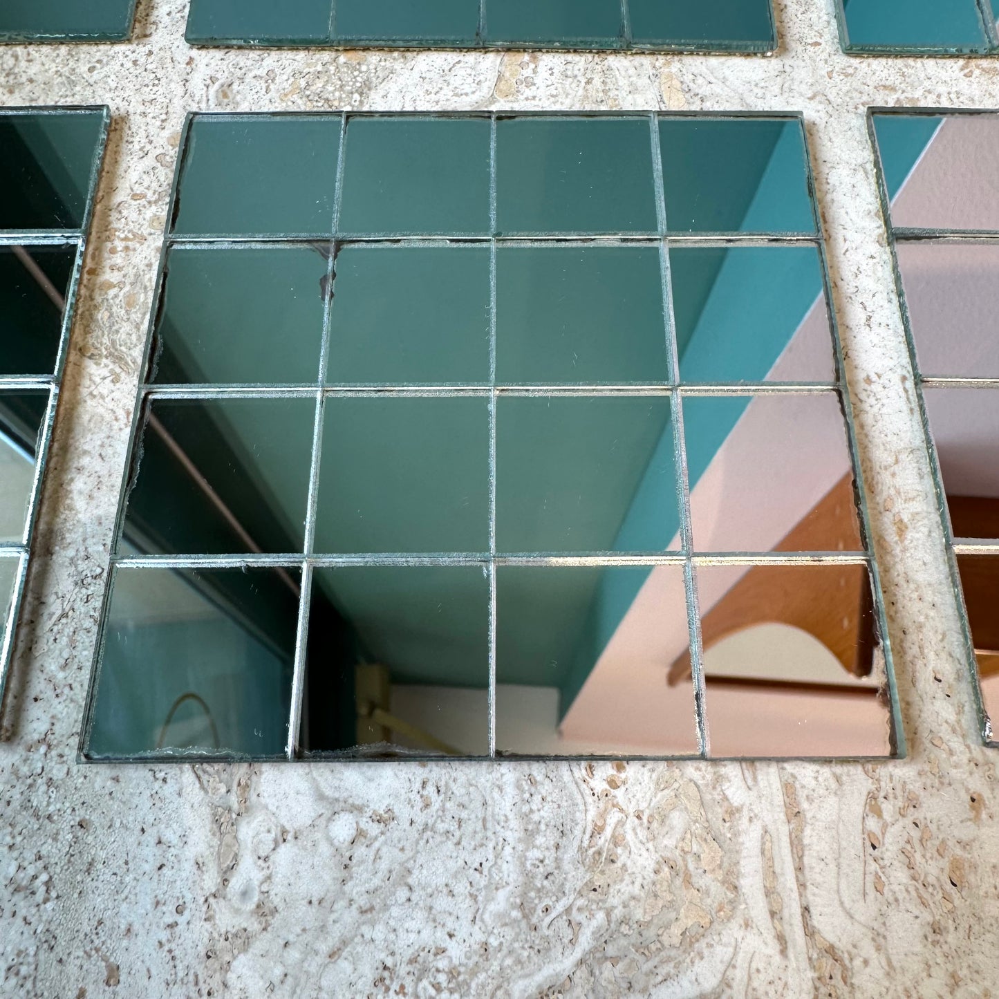 Set of 6 Vintage Mirrored Tile Coasters