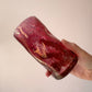 Vintage Set of 2 Hand Blown Crackled Cranberry "Pinched" Glass Water Glasses