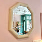Vintage Octagonal Cream Lacquer Bullnose Mirror