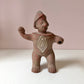 Vintage Mid-Century Handcrafted Aztec-Style Clay Warrior Sculpture