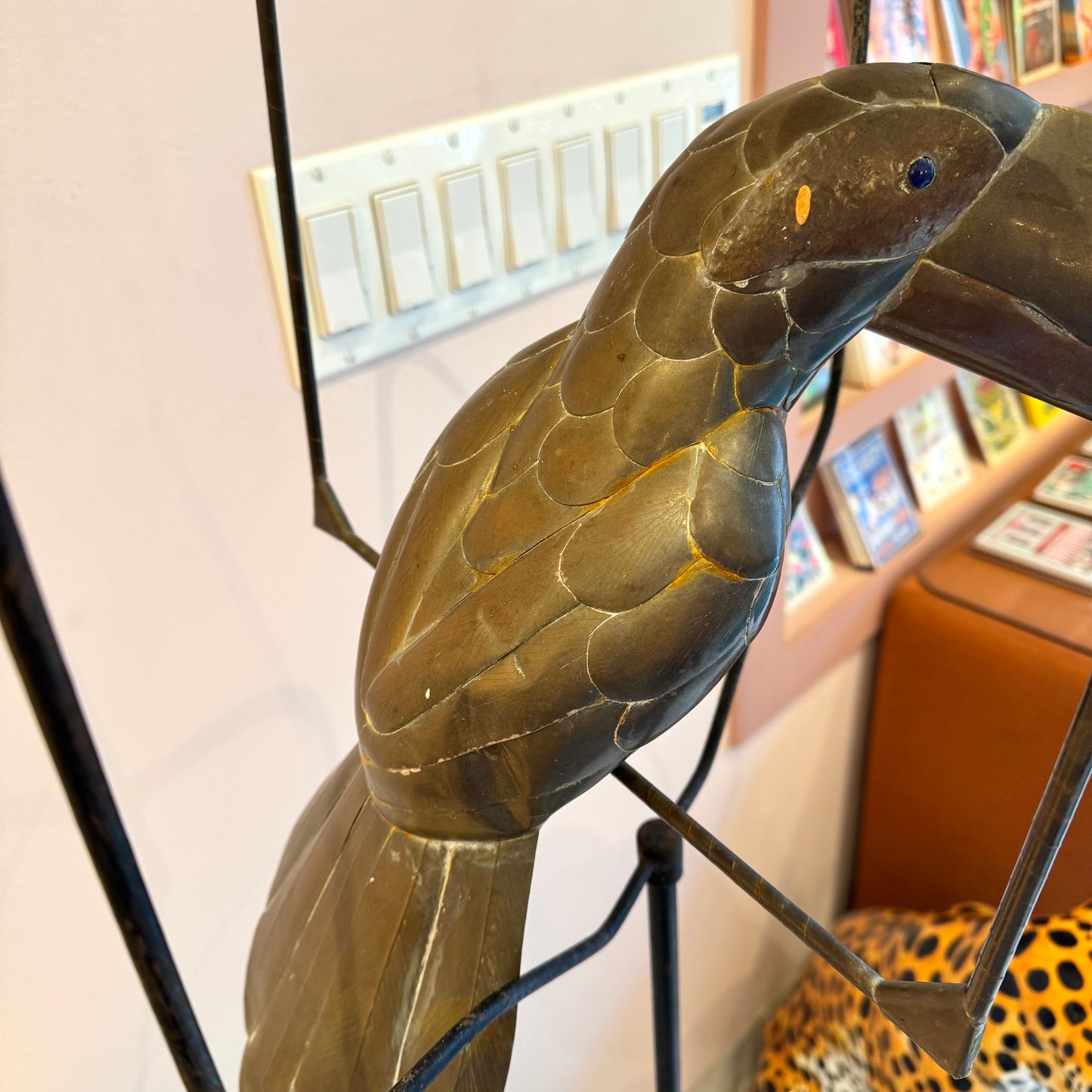 Vintage Mixed Metal Sergio Bustamante Style Toucan Standing Sculpture