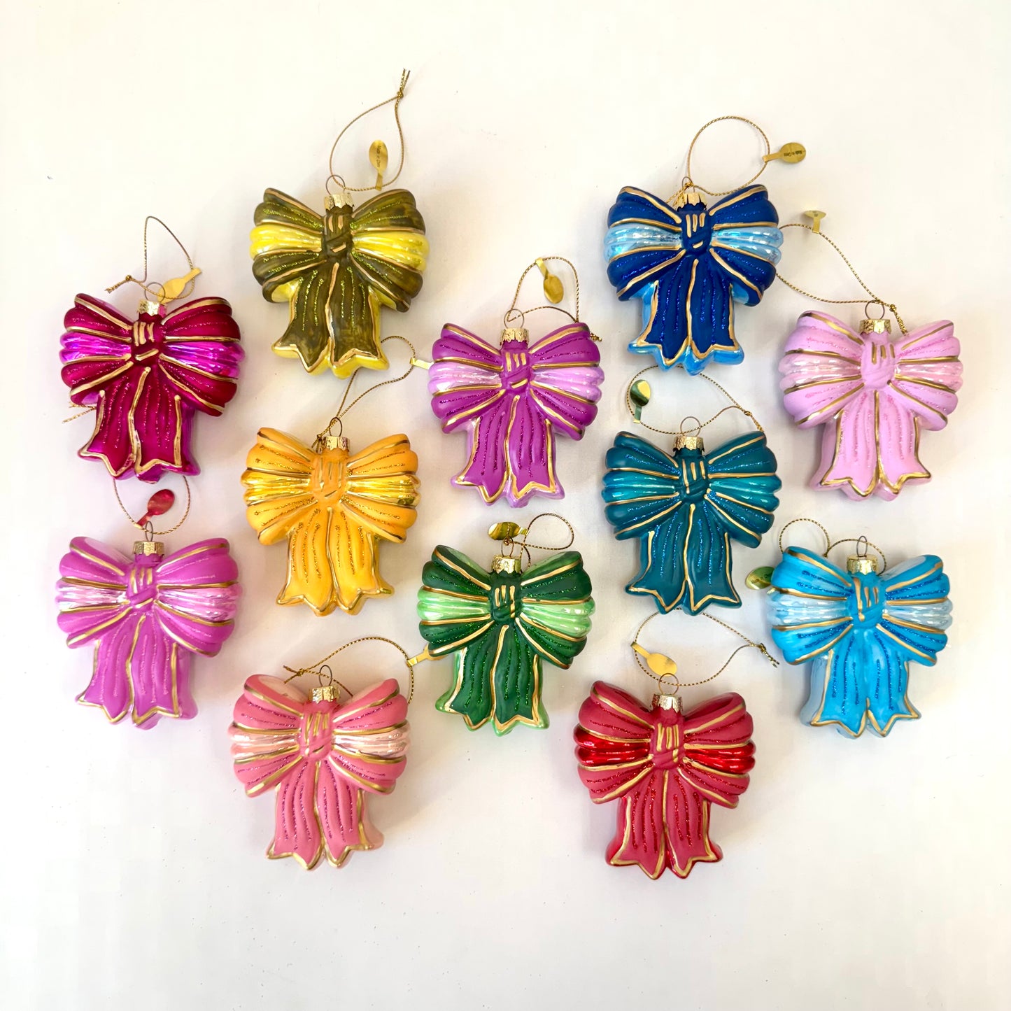 Sparkling Satin Bow Glass Ornament