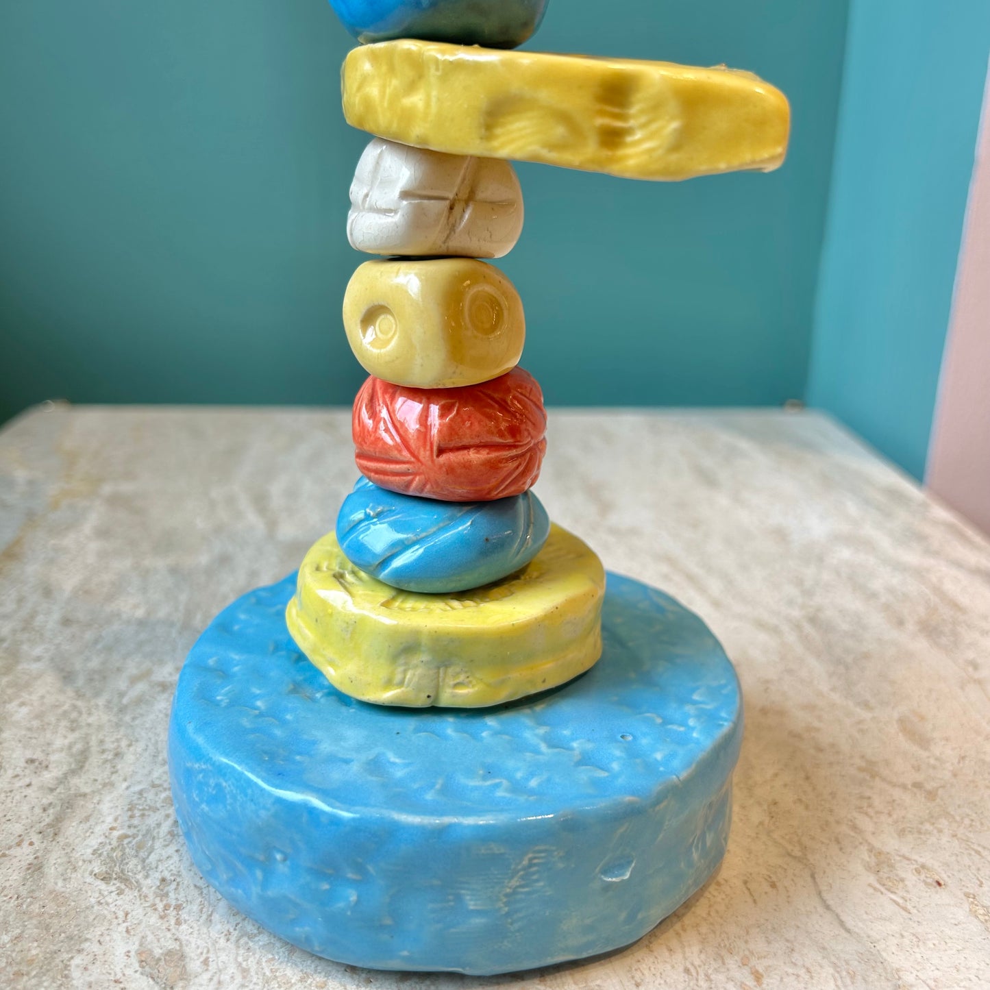 Vintage Pair of Ceramic Sunapple and Company Candlestick Holders