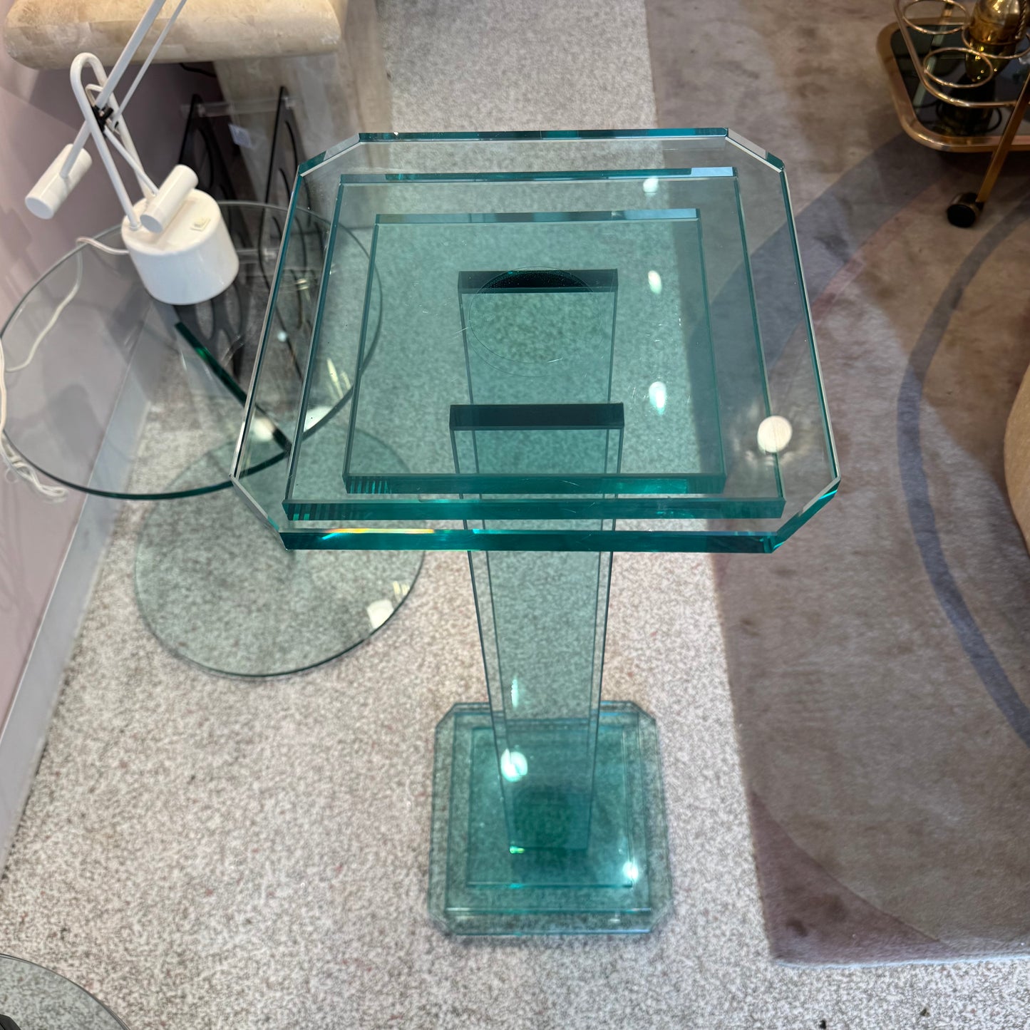 Vintage Stacked Glass Pedestal 36.5”
