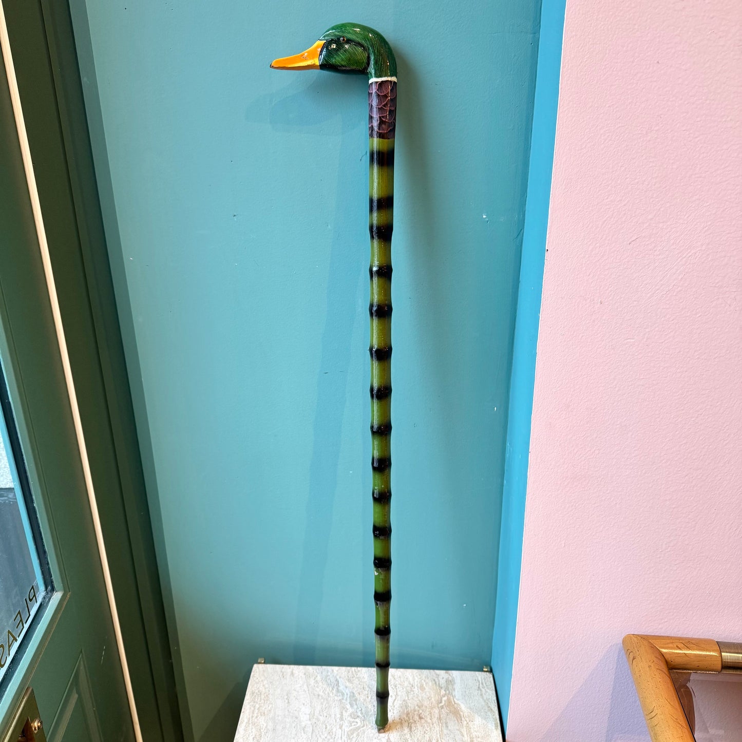 Vintage Hand Carved Mallard Duck Walking Stick Cane