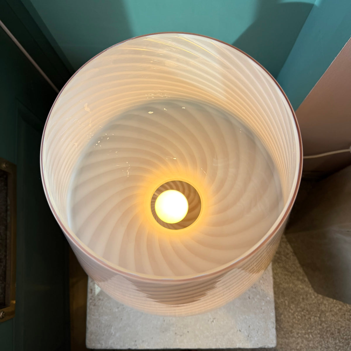 Extra Large Vintage Blush Pink Murano Mushroom Lamp