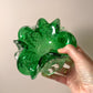 Vintage Green and Silver Leaf Murano Glass Bowl