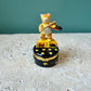 Cat Playing Fiddle Hand Painted Ceramic Trinket Box