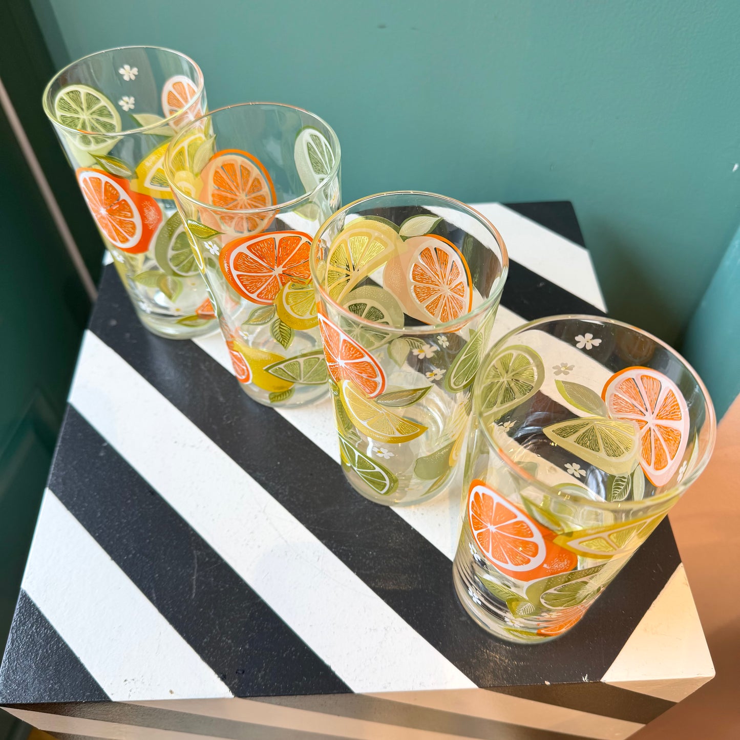 Set of 4 Vintage Culver Ltd. Citrus Highball Glasses