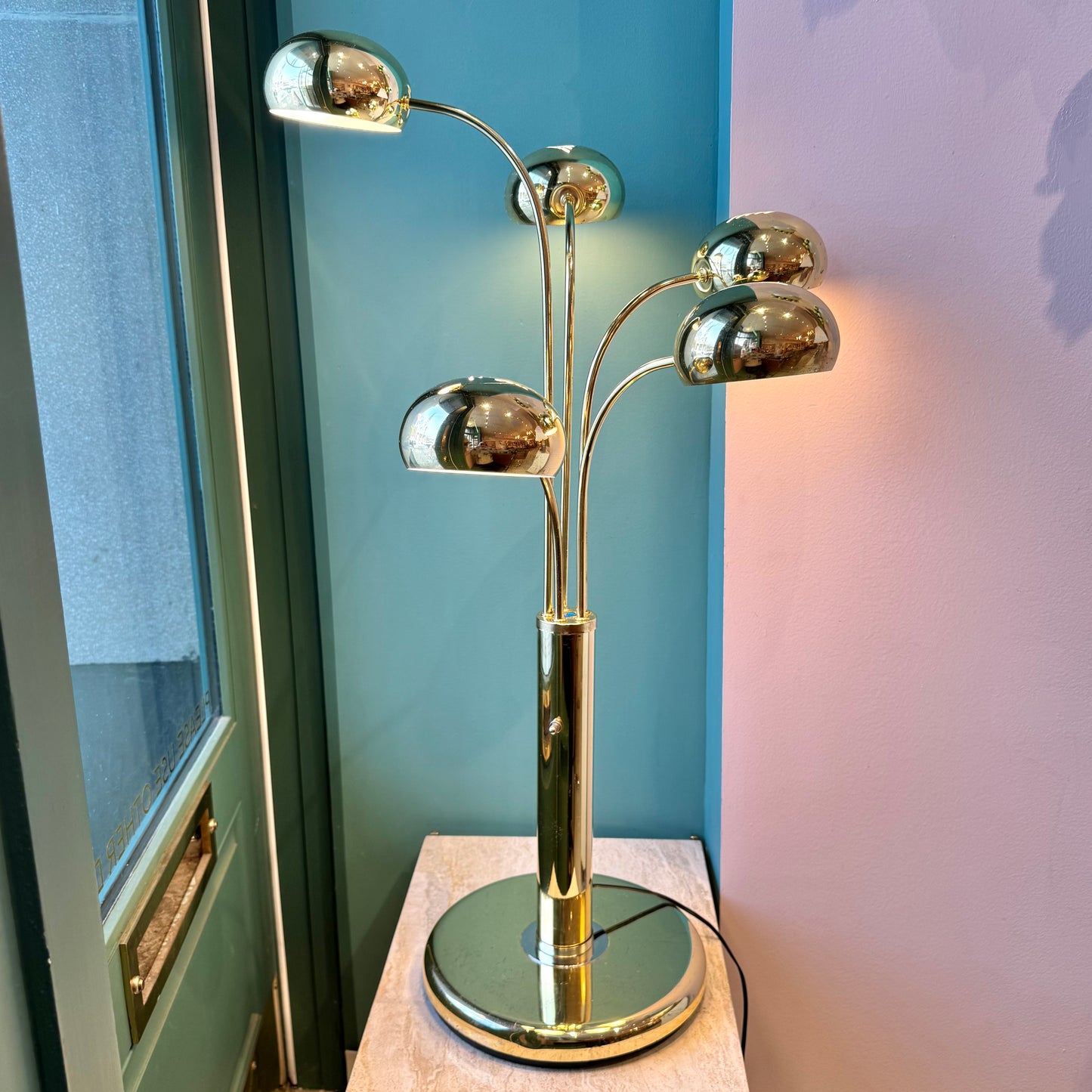 Vintage Five-Headed Brass Table Lamp