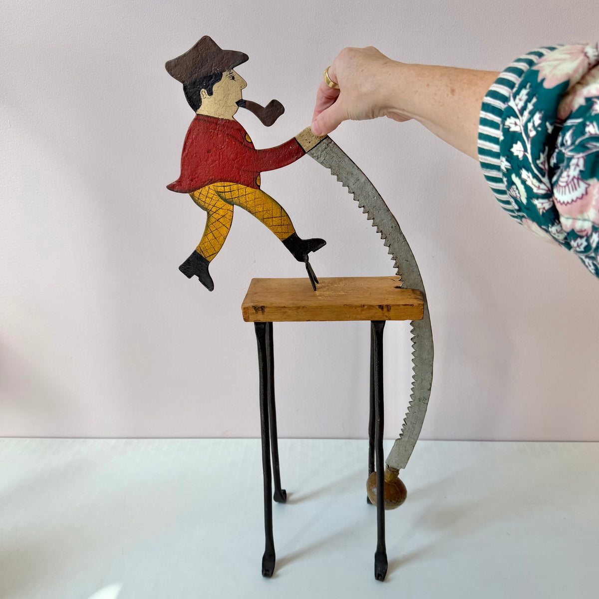 Vintage Folk Art Pendulum Lumberjack Sculpture
