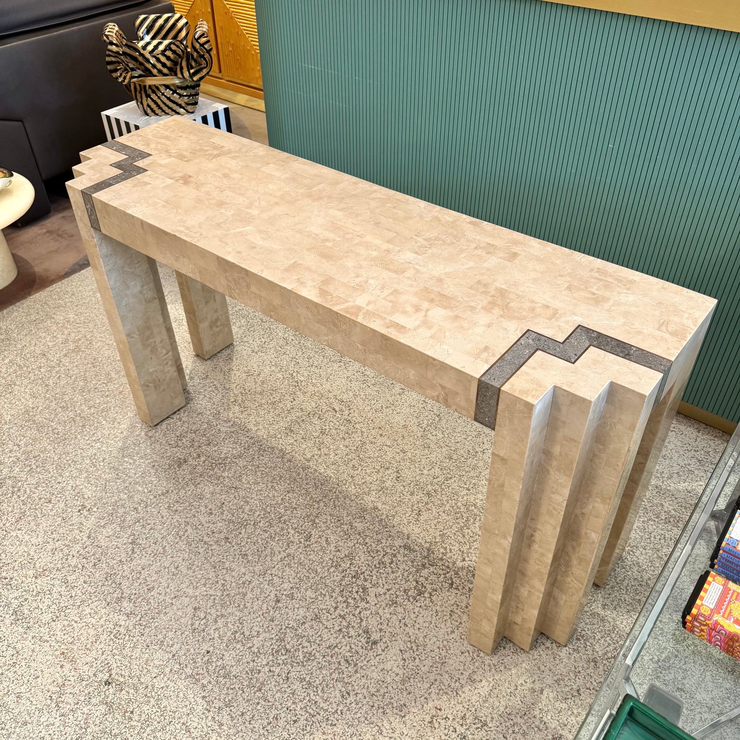 Vintage Maitland Smith Style Tessellated Console Table