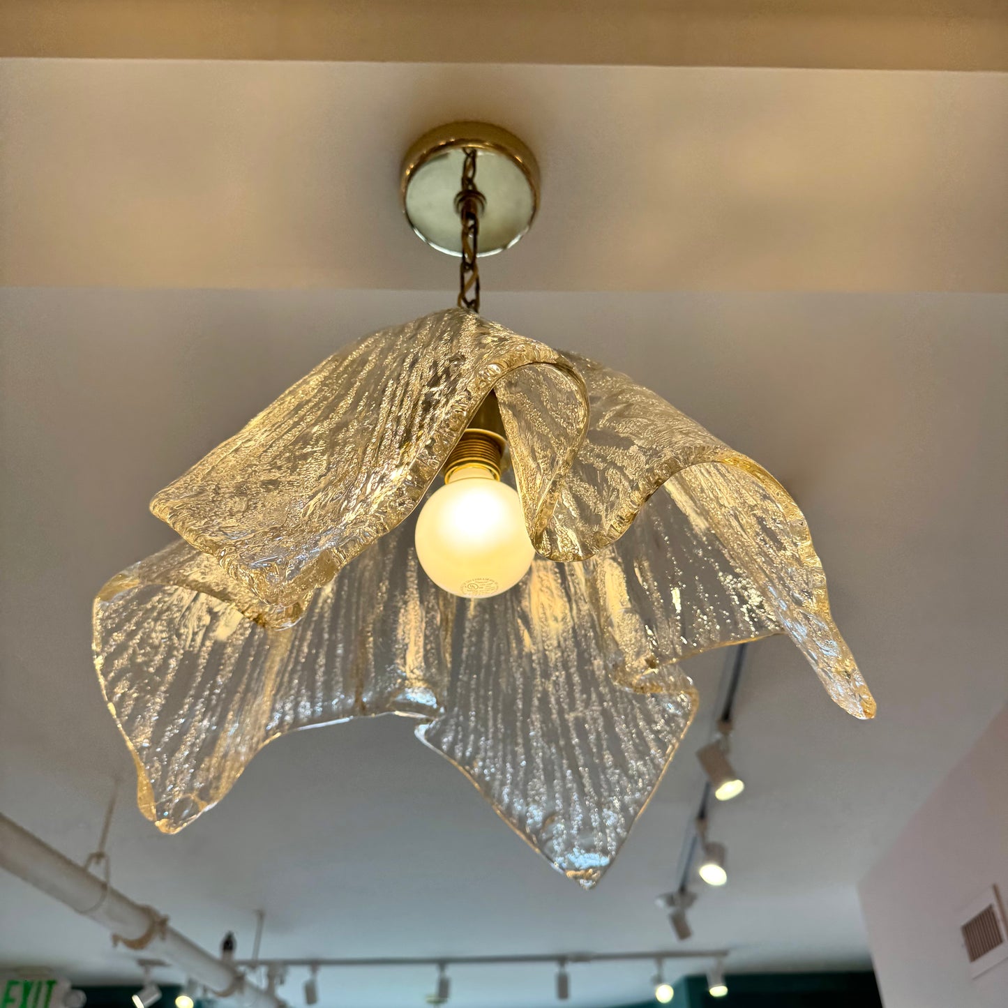 Vintage Mazzega Style Murano Glass Handkerchief Pendant Light Fixture