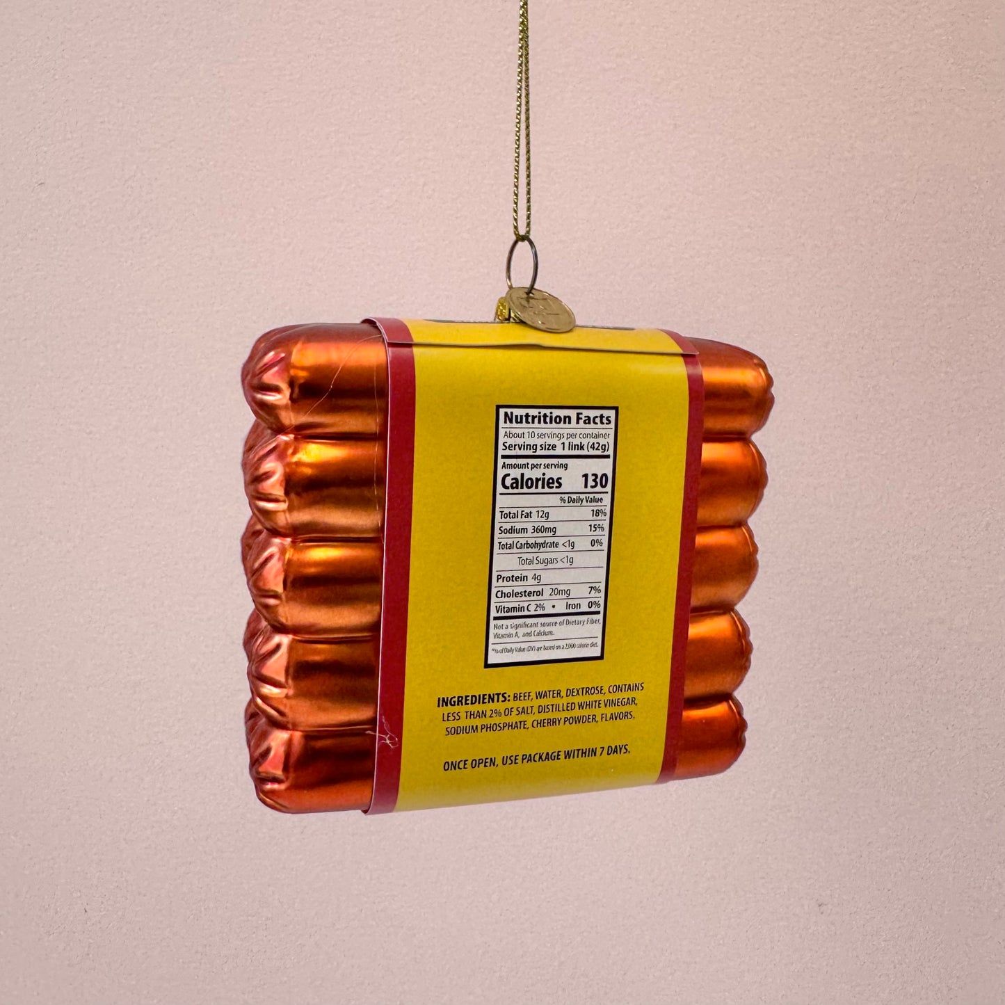 Hot Dogs Blown Glass Christmas Ornament