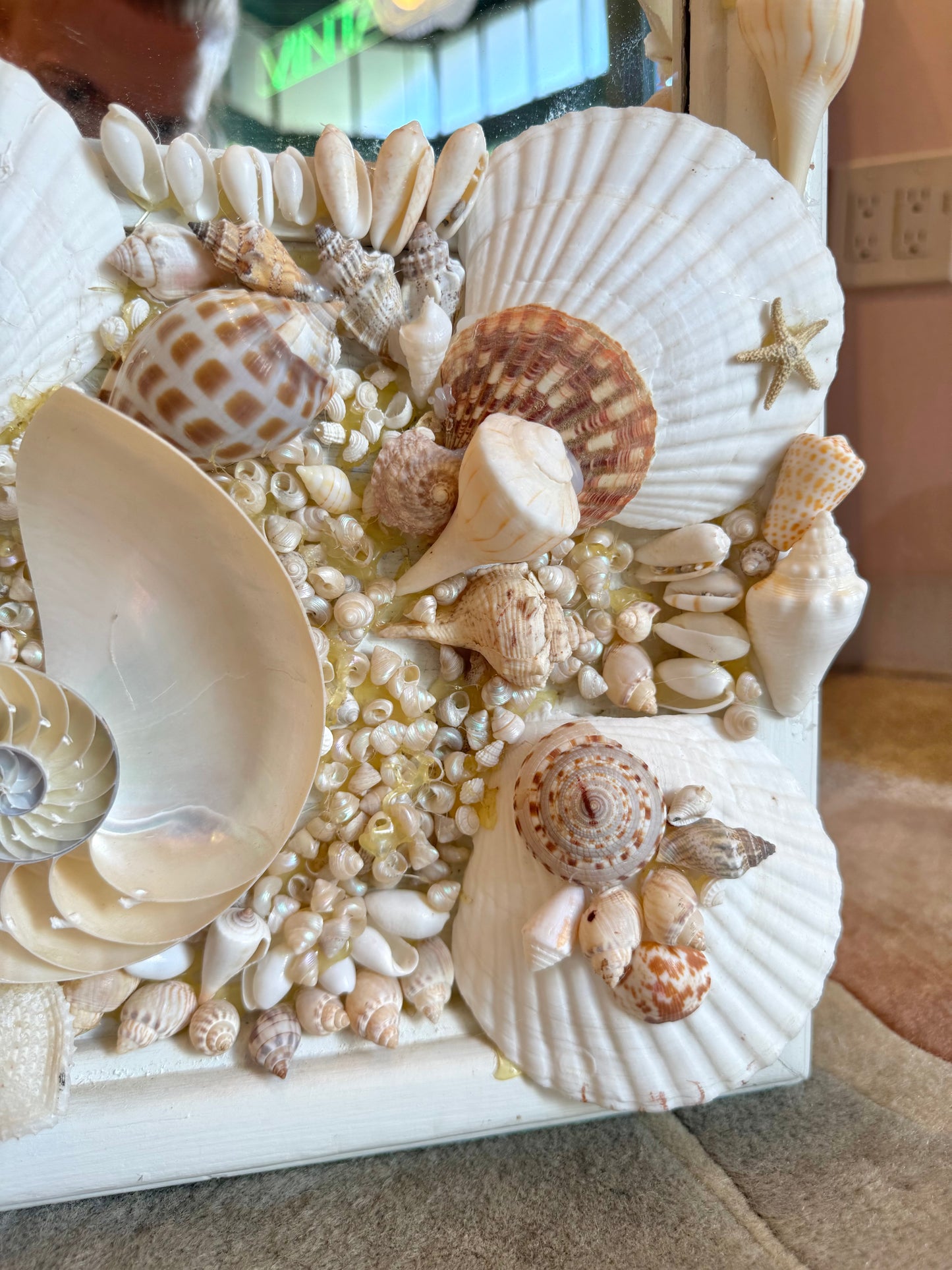 Vintage Shell Encrusted Mirror