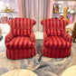 Vintage Raspberry Red Regency Style Striped Lounge Armchair by Lexington Furniture /item
