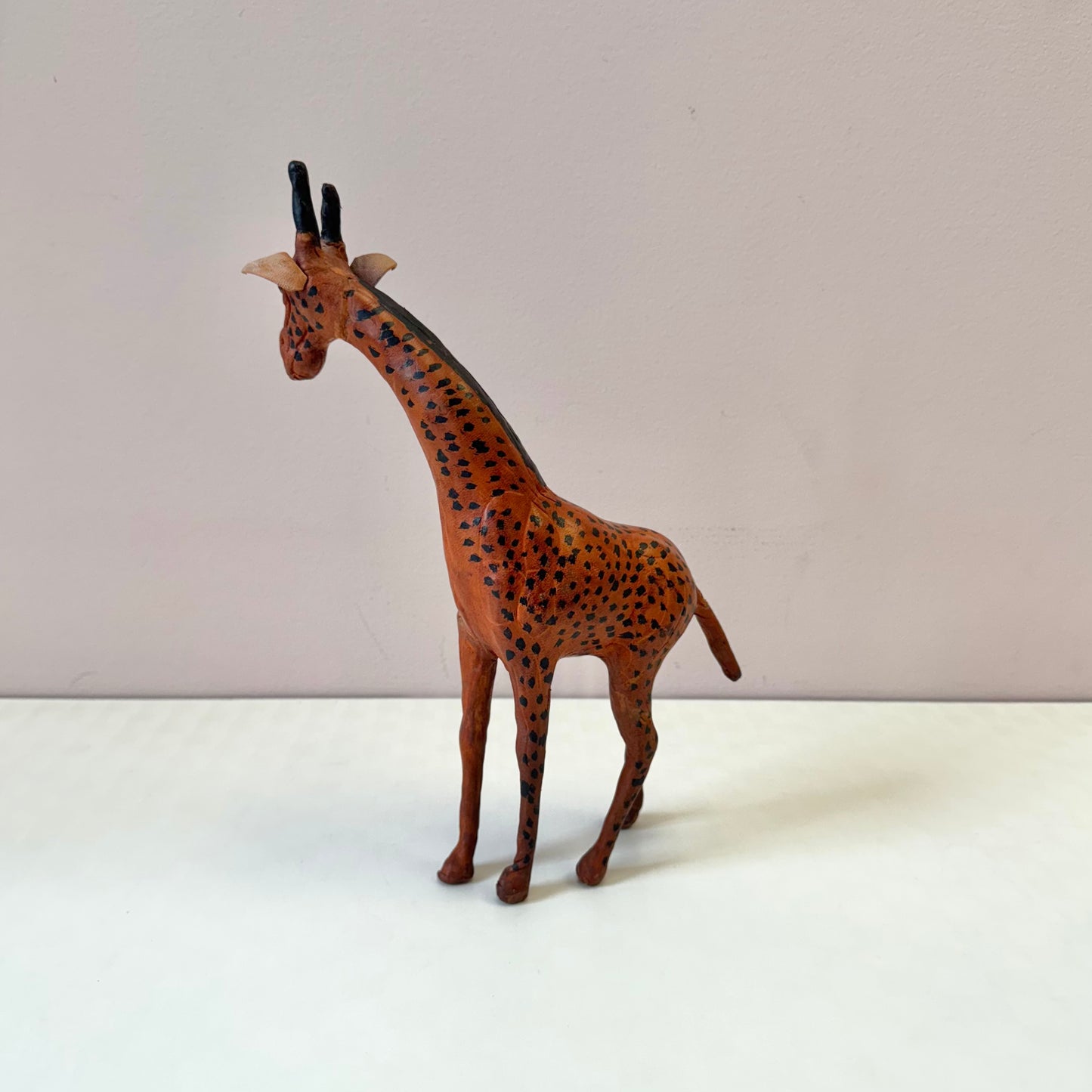 Vintage Leather Giraffe Statue