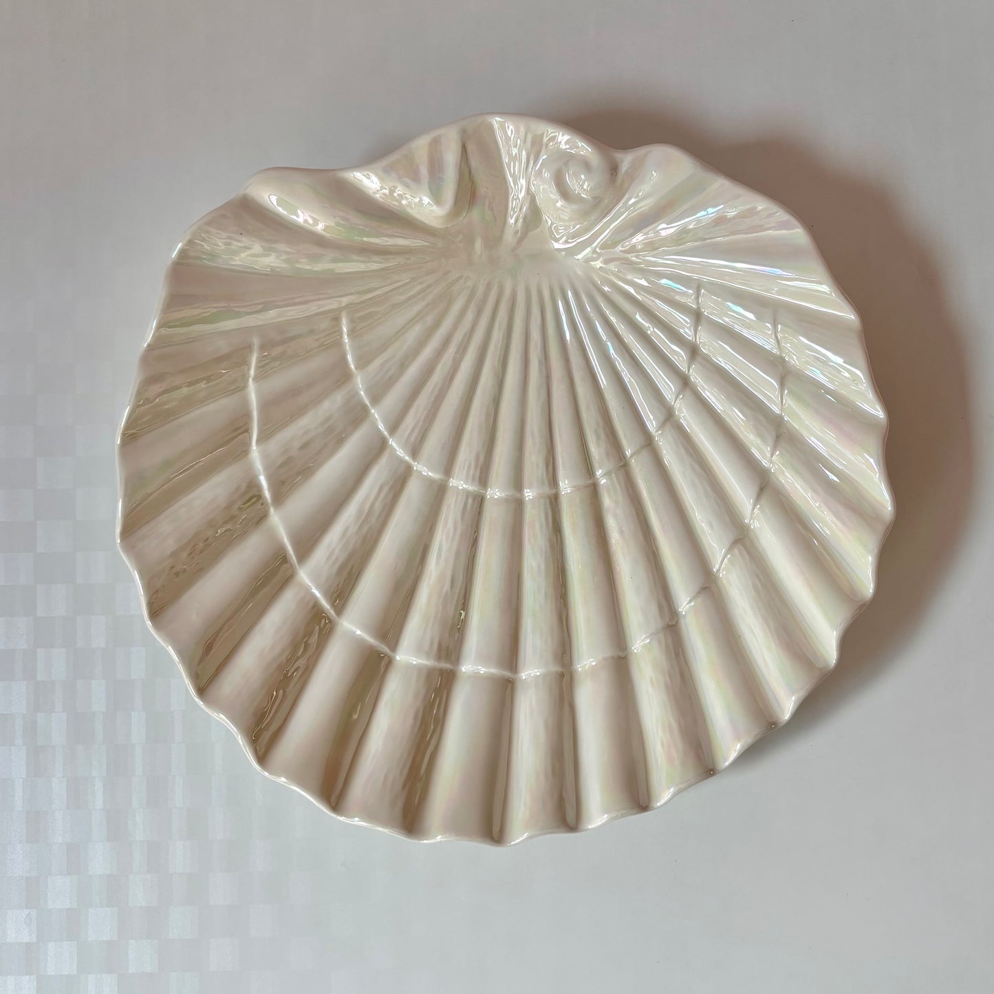 Vintage Opalescent Ceramic Shell Platter Dish