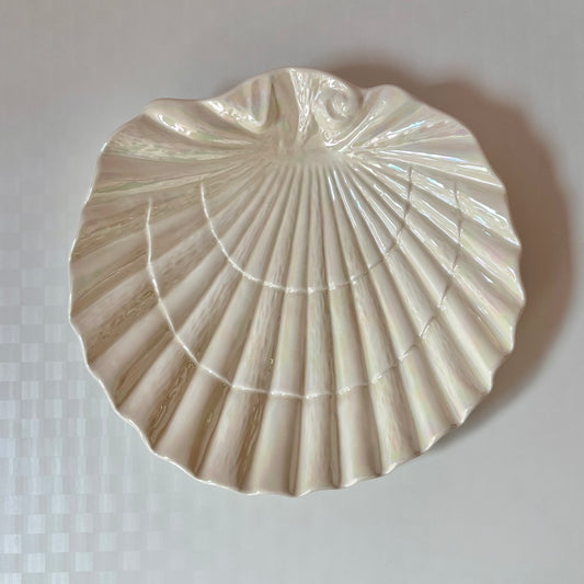 Vintage Opalescent Ceramic Shell Platter Dish
