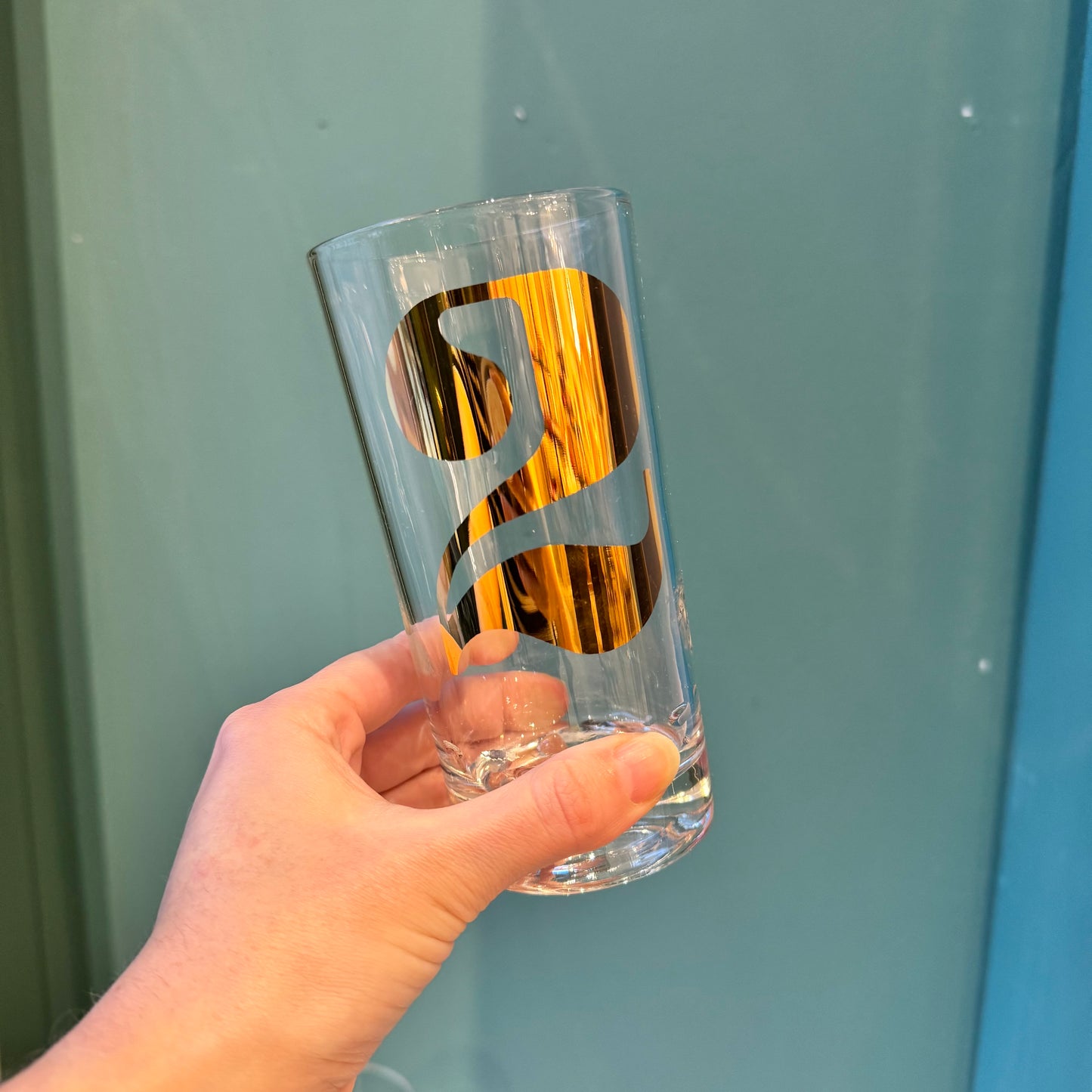 Mid Century Gold Numbered “Morgan” Highball Glasses Set 1-8