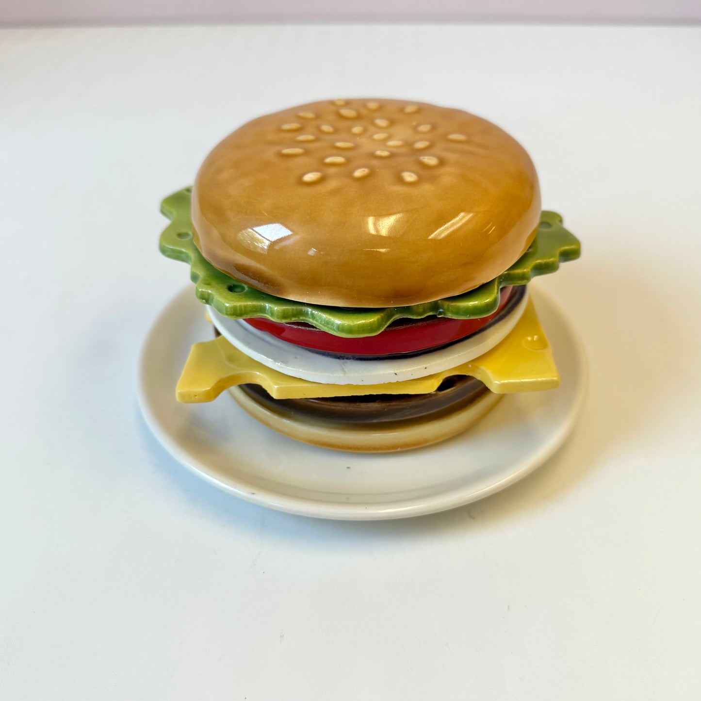 Vintage 1979 Ceramic Cheeseburger Coaster Set by Jo Anne Marquardt