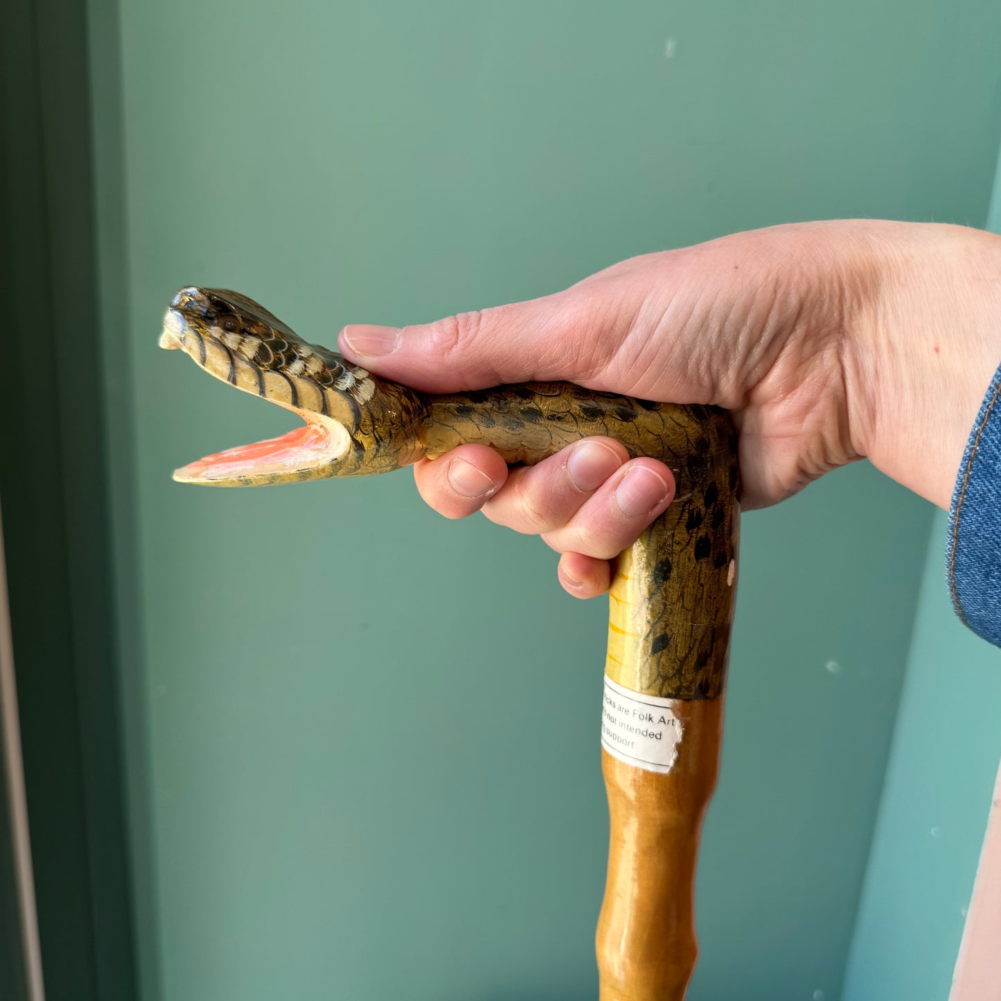 Vintage Folk Art Rattlesnake Walking Stick Cane