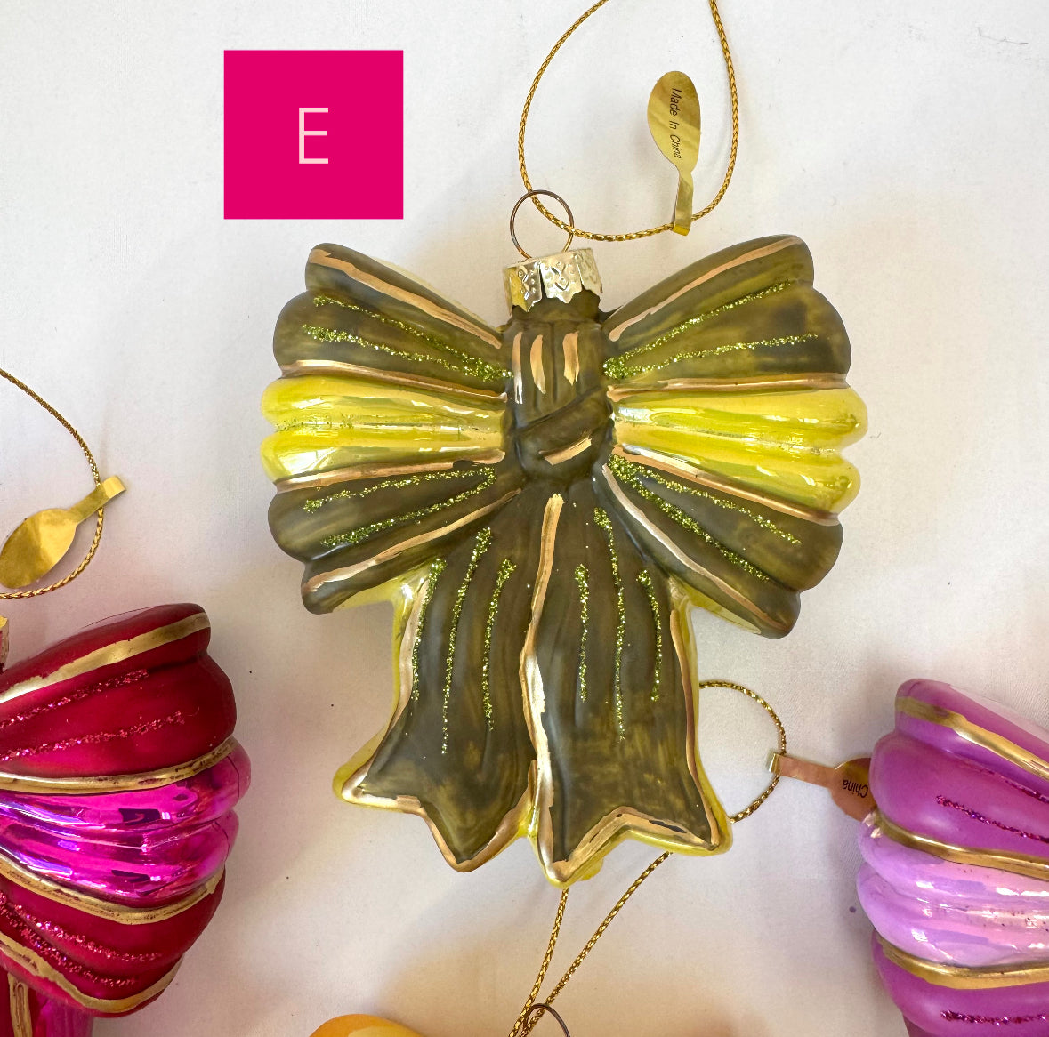 Sparkling Satin Bow Glass Ornament