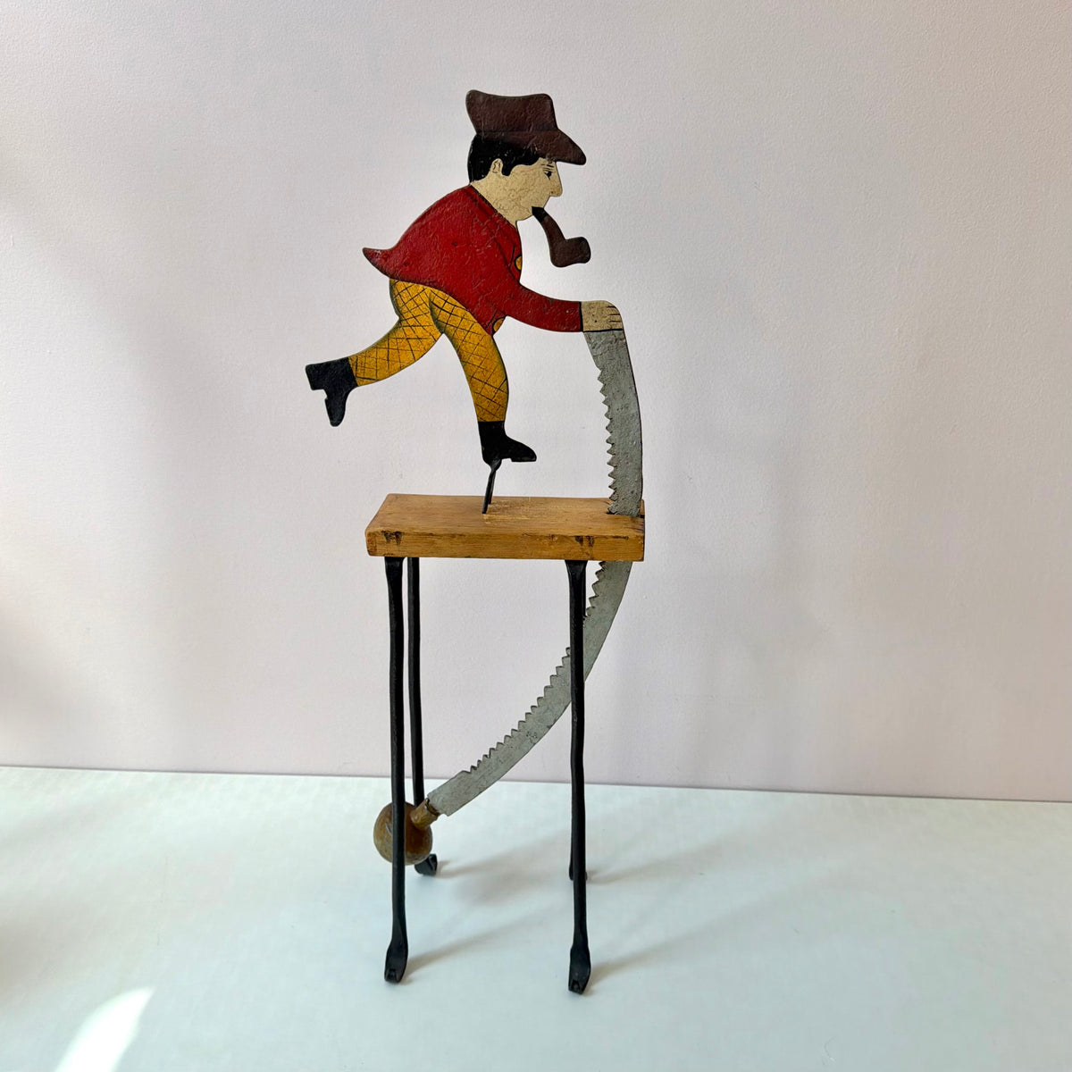 Vintage Folk Art Pendulum Lumberjack Sculpture