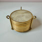 Vintage Capiz Shell and Brass Coaster Set with Caddy