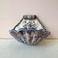 Vintage Ceramic Shell with Floral Decal Wall Pocket