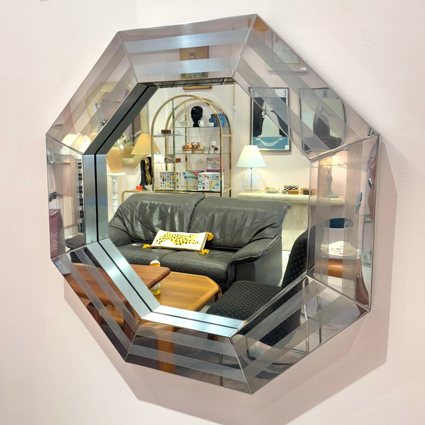 Vintage Octagonal Metal Mirror
