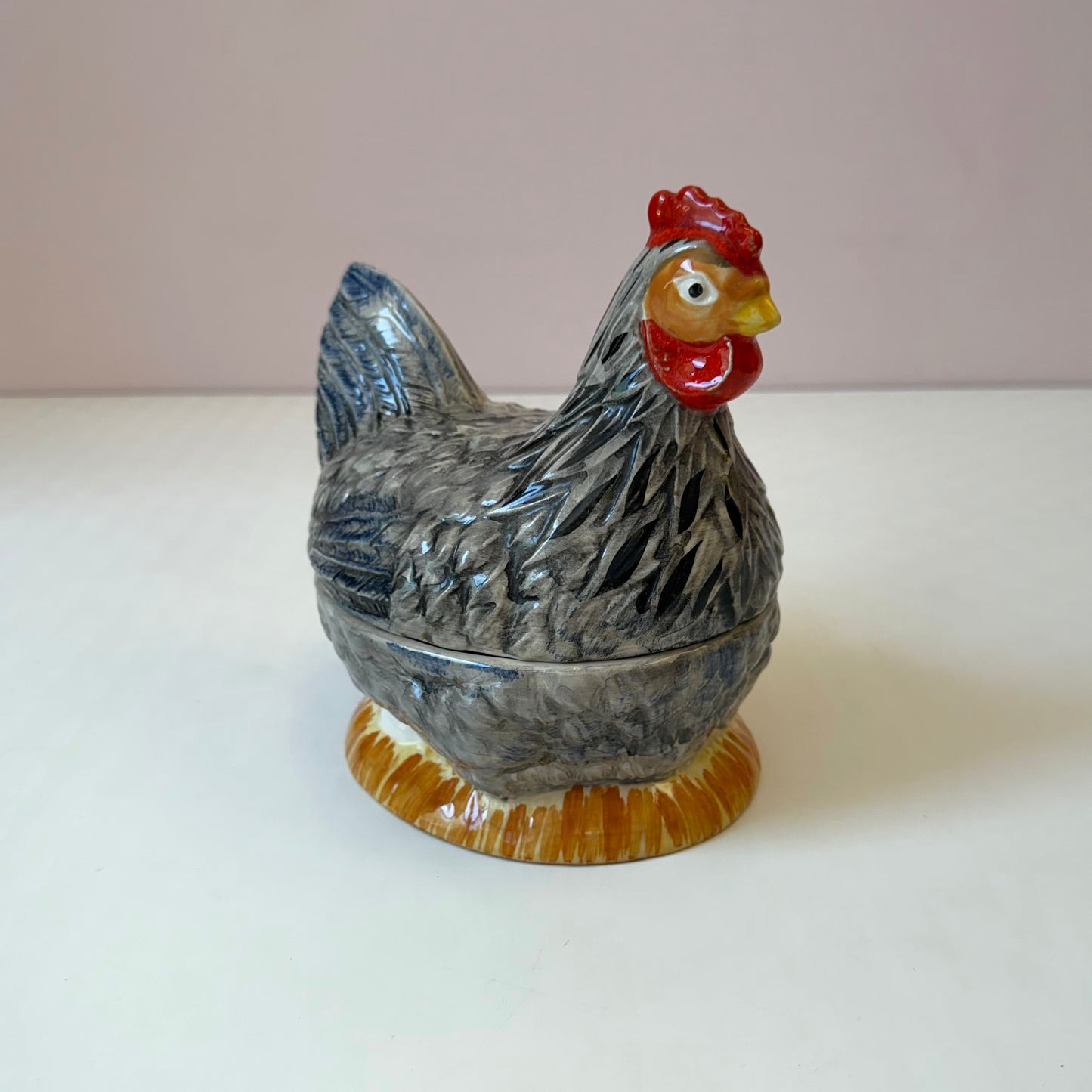 Vintage Michel Caugant French Ceramic Hen Tureen Dish
