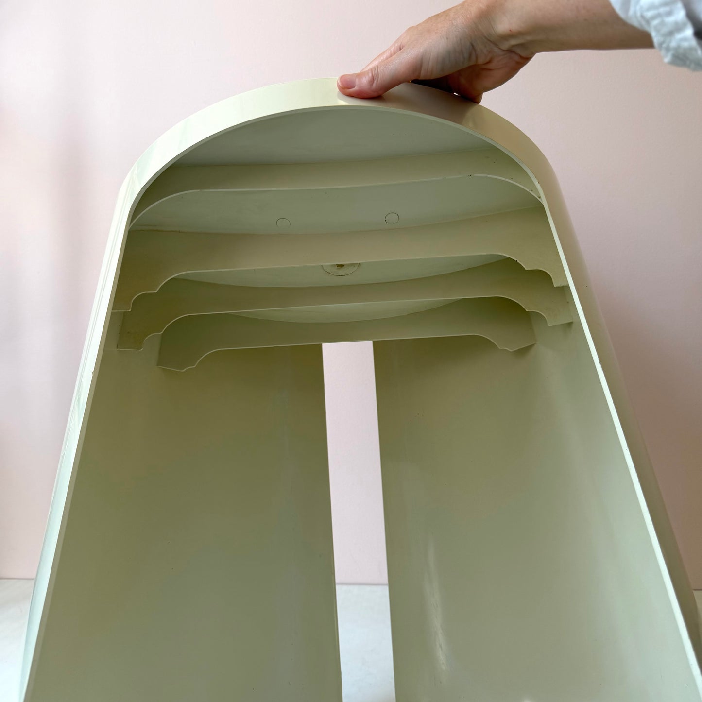 Vintage 1970's "UMBO" Cream Plastic Stacking Chair by Kay Leroy Ruggles