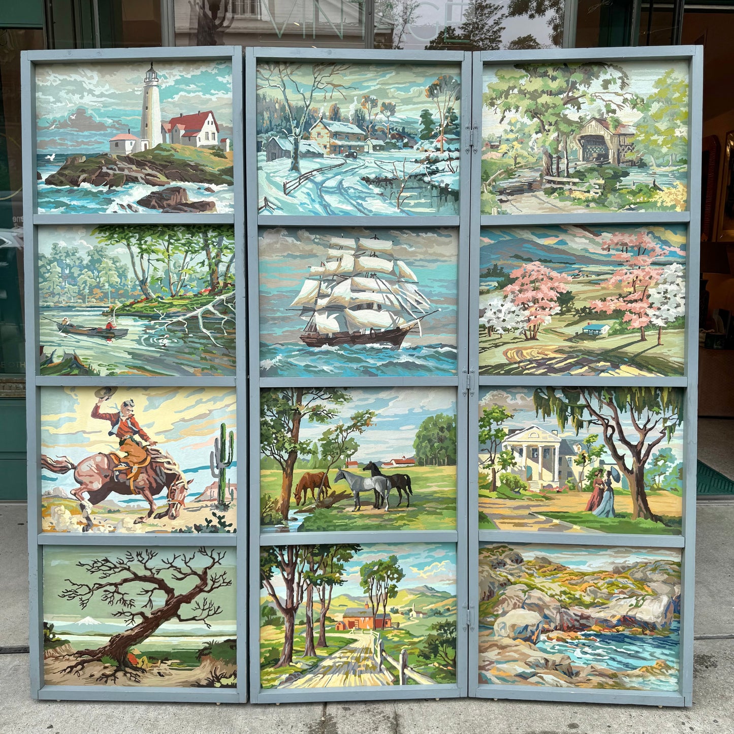 Vintage 1950's Original Paint by Numbers Screen/Room Divider