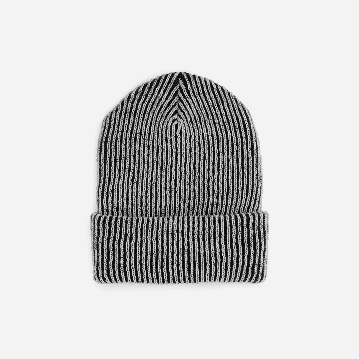 Rib Knit Beanie: Black White