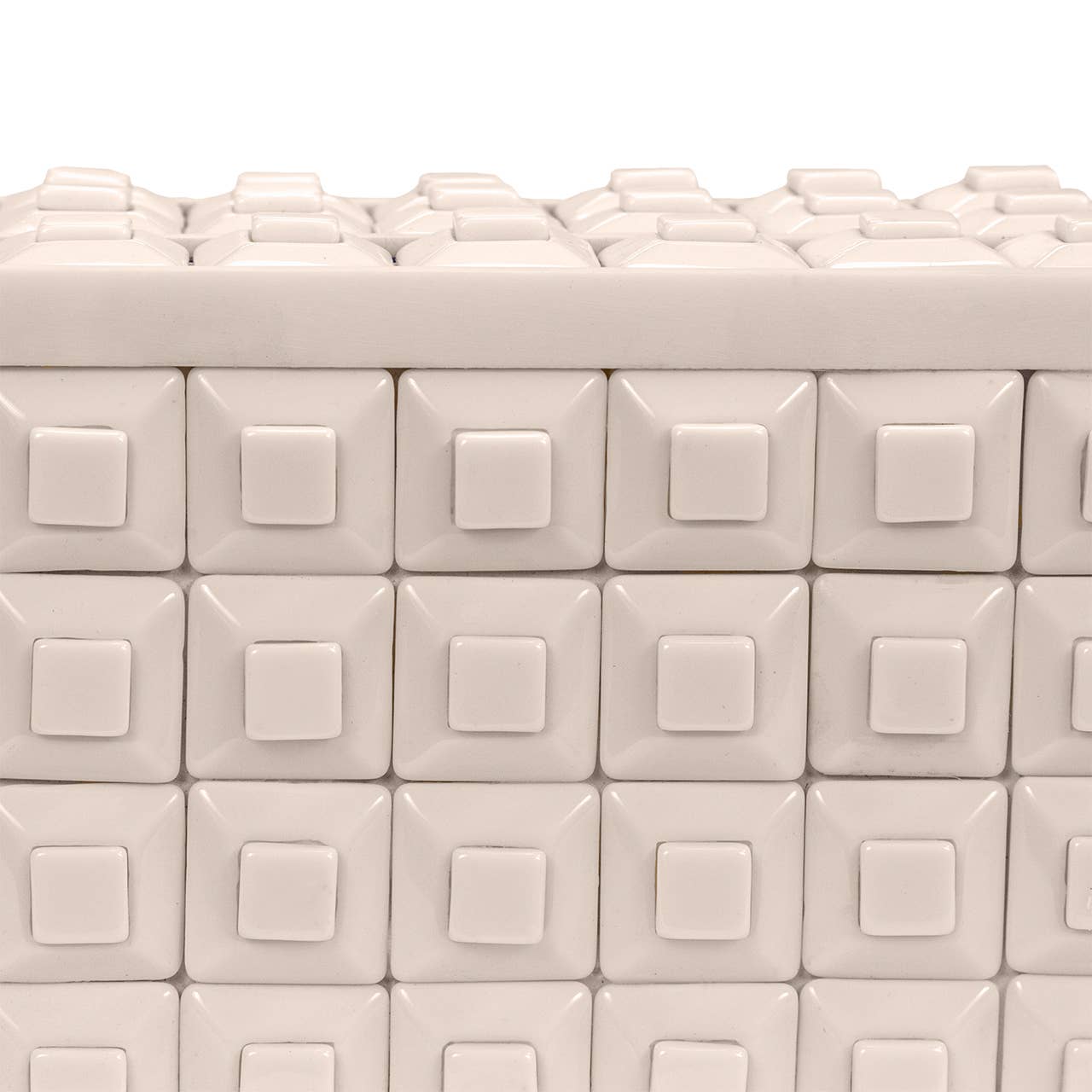 Beige Resin Geometric Decorative Box