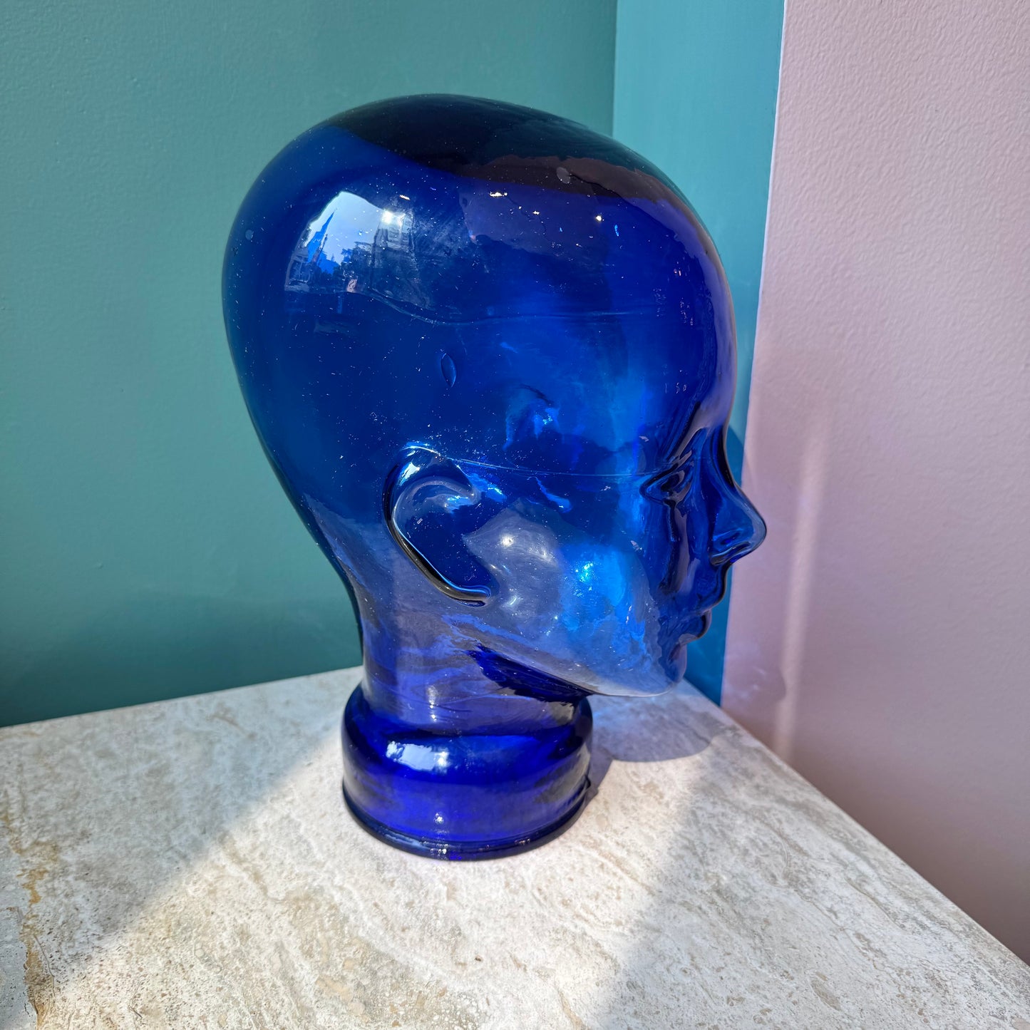 Vintage Cobalt Blue Glass Head