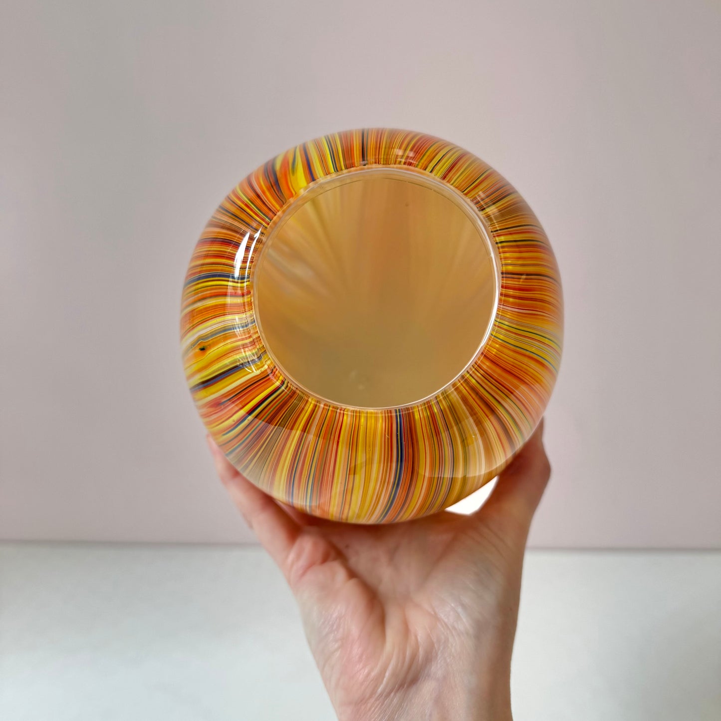 Vintage Multi-Color Feathered Glass Vase