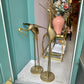 Pair of Extra Large Vintage Brass Crane Birds
